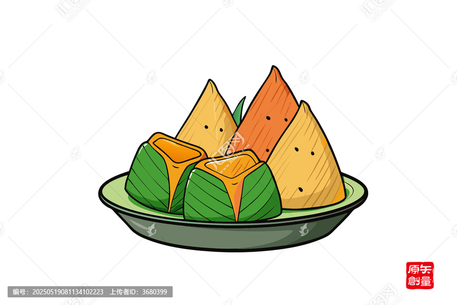 卡通風(fēng)格美味粽子插畫