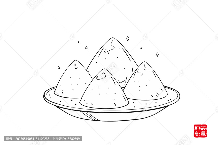 簡筆畫風(fēng)格的盤中粽子