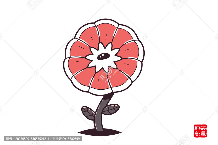 卡通風(fēng)格的簡(jiǎn)約紅色花朵