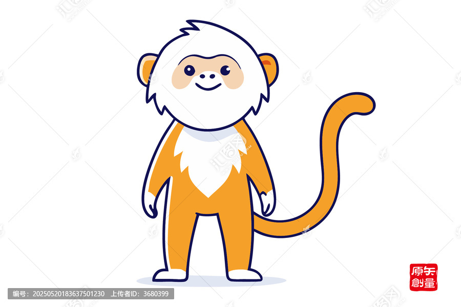 可愛卡通猴子形象插畫