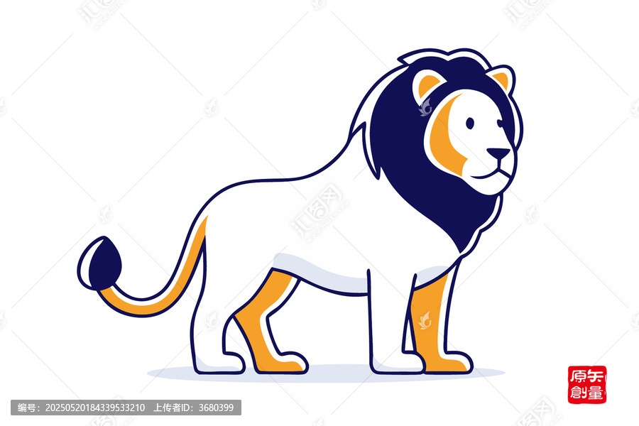卡通風(fēng)格站立雄獅形象