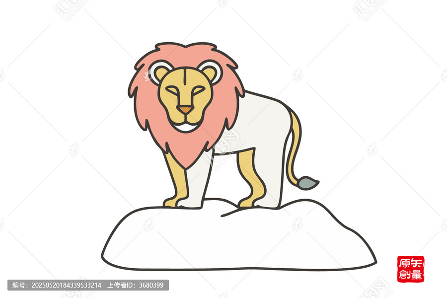 簡約線條風(fēng)站立雄獅插畫