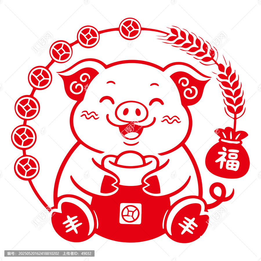 豬線條豬剪影