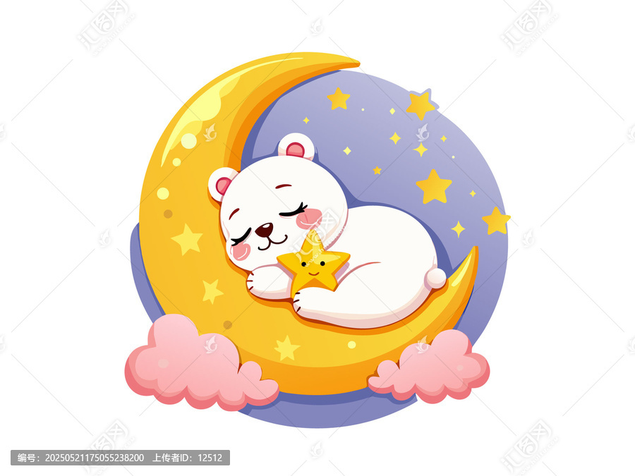 小熊在月亮上睡覺
