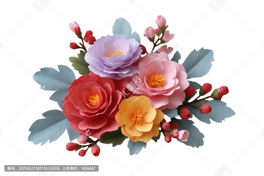 [免摳素材]色彩繽紛的紙花花束