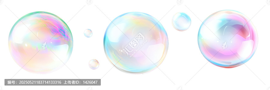 [免摳素材]彩色肥皂泡背景圖