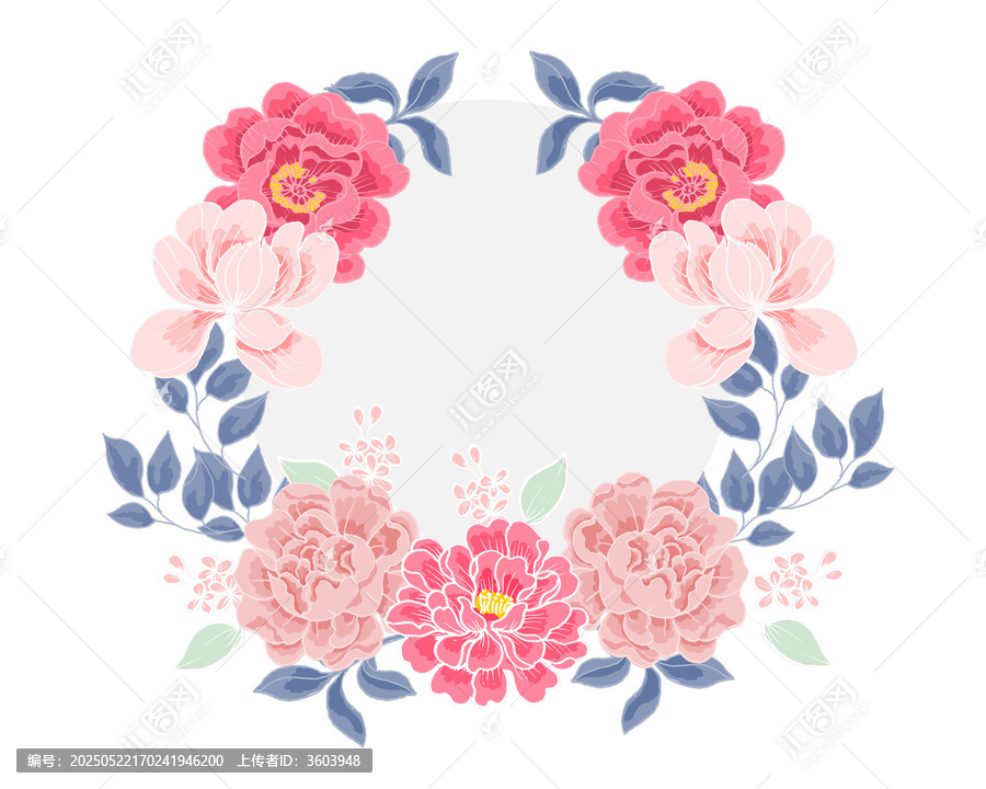 粉色花卉環(huán)繞裝飾矢量圖案