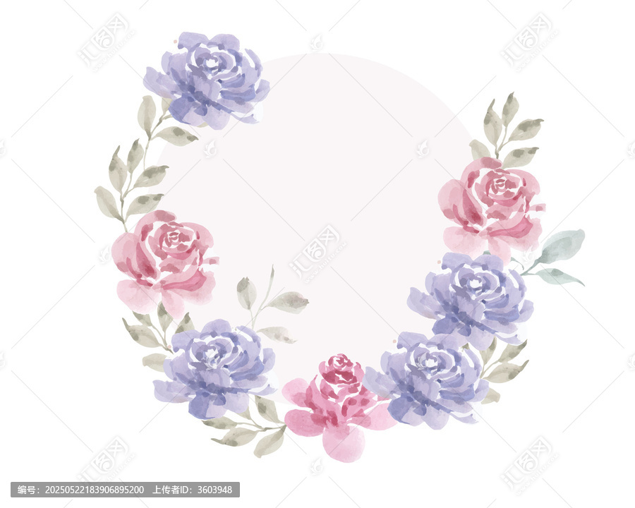 水彩風(fēng)花卉花環(huán)裝飾矢量圖案
