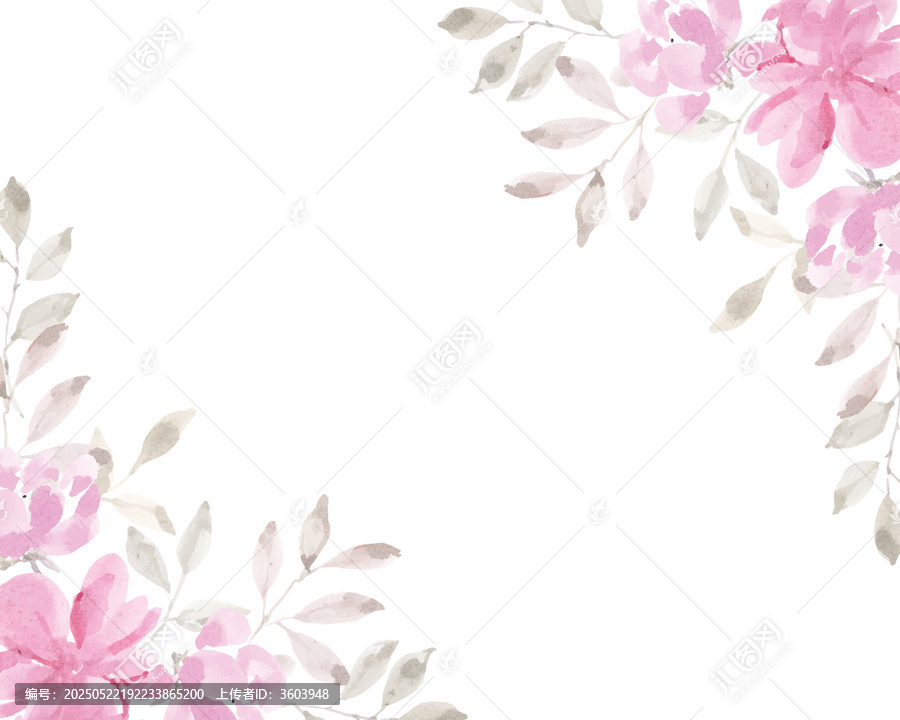 水彩風(fēng)粉色花卉邊框矢量素材