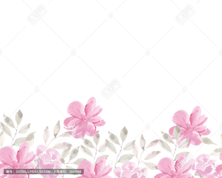 粉色水彩花卉邊框矢量素材