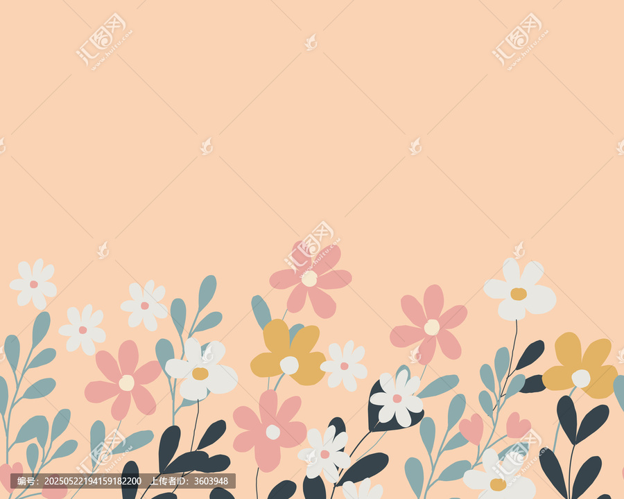 清新手繪風(fēng)花卉圖案矢量背景