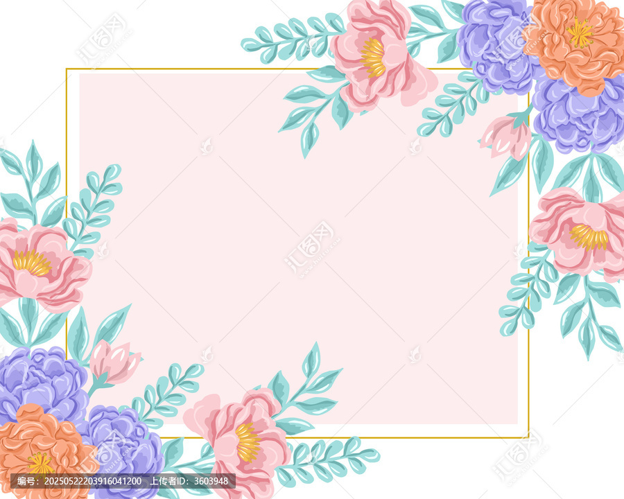 花卉邊框簡約清新矢量背景圖