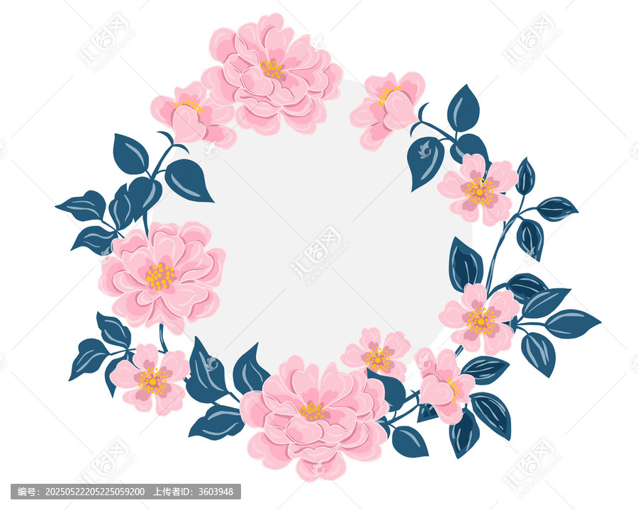 粉色花卉環(huán)形裝飾矢量圖案