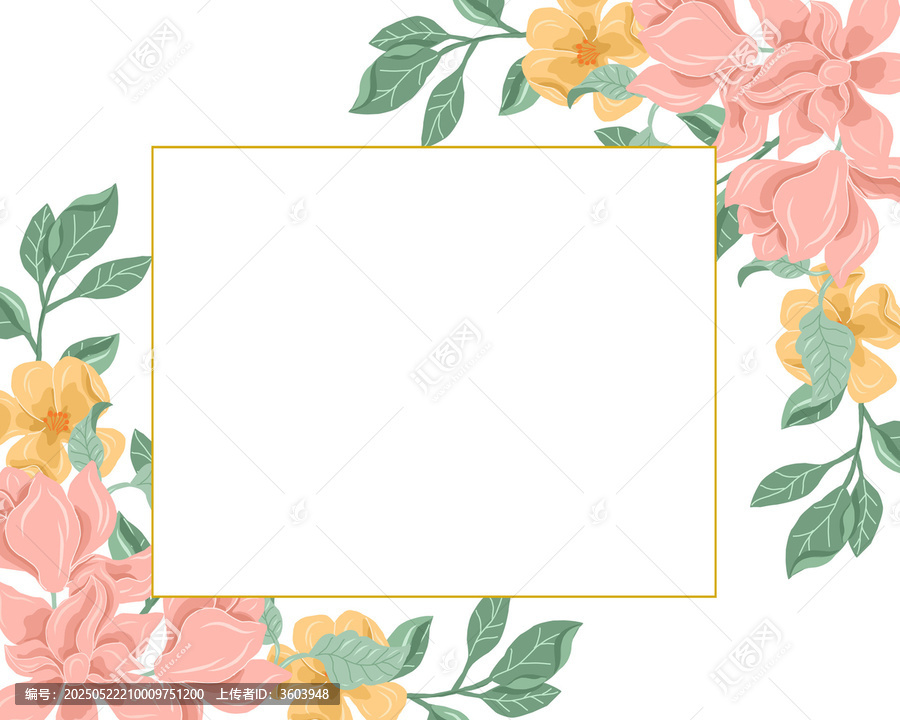 花卉邊框簡約插畫矢量素材
