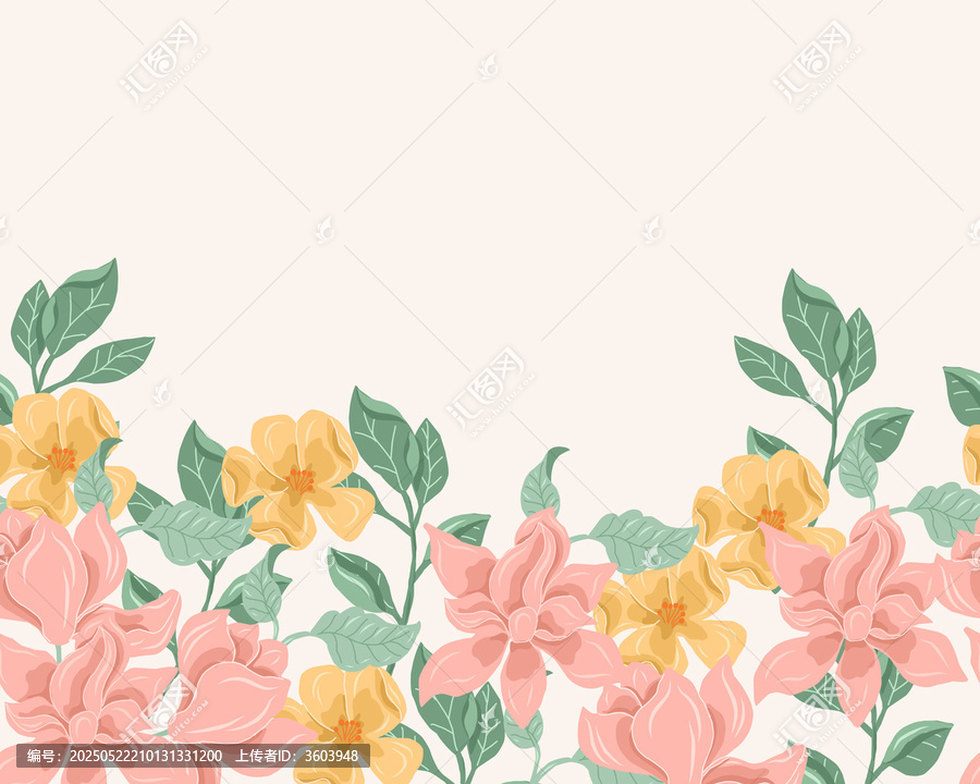 清新花卉邊框裝飾矢量圖案
