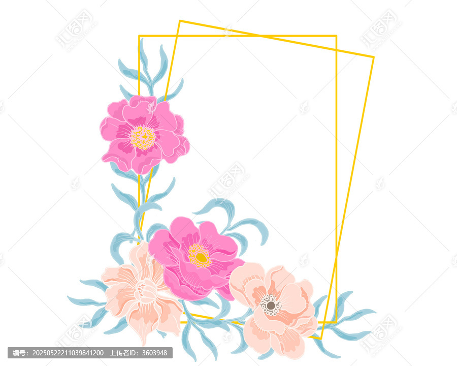 花卉幾何邊框裝飾矢量圖案