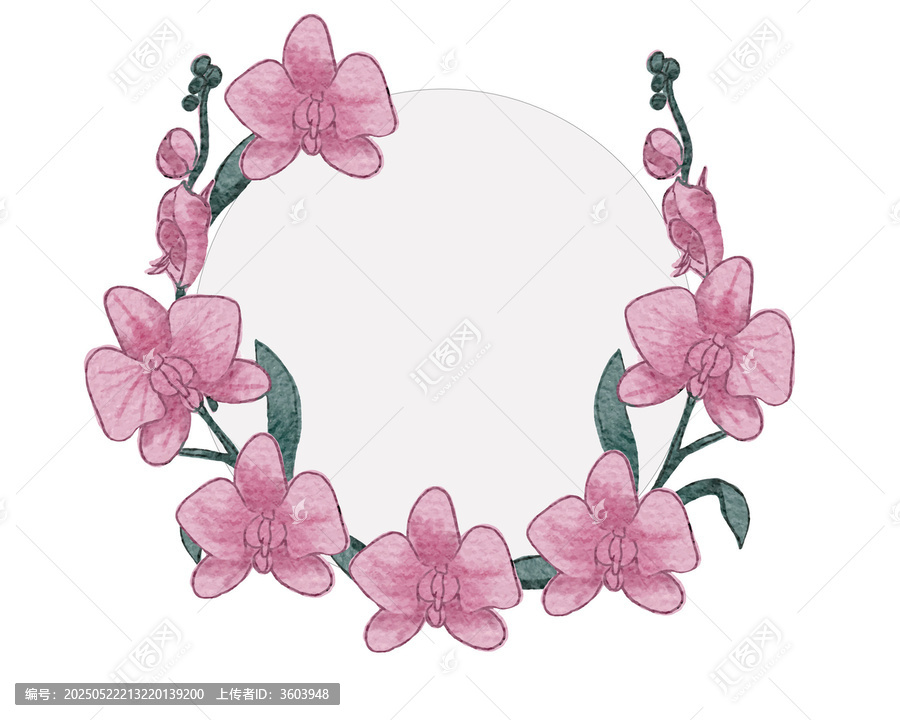 粉色蘭花環(huán)形插畫(huà)矢量素材