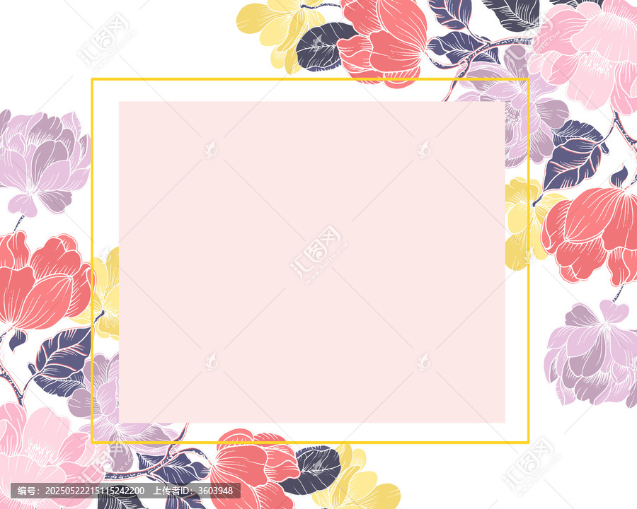 多彩花卉邊框矢量背景圖