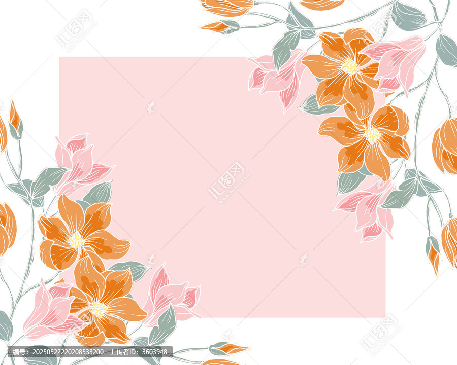 花卉邊框裝飾插畫矢量素材