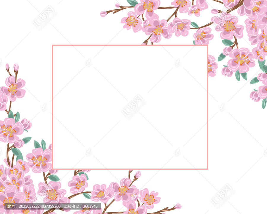 粉色花卉邊框裝飾矢量素材