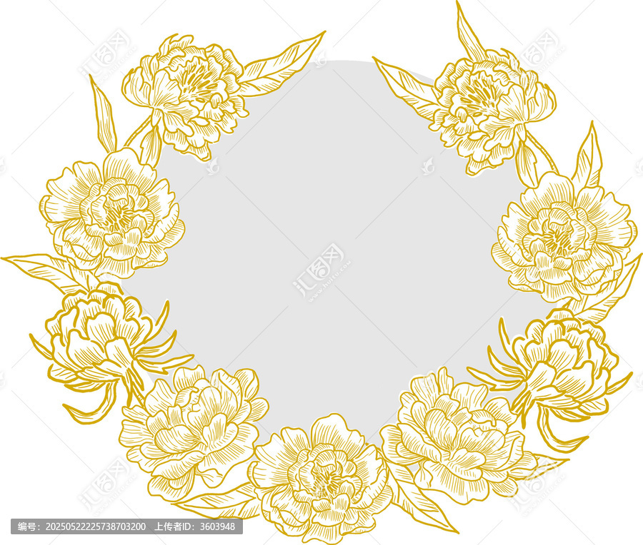 金色花卉環(huán)形裝飾矢量圖案