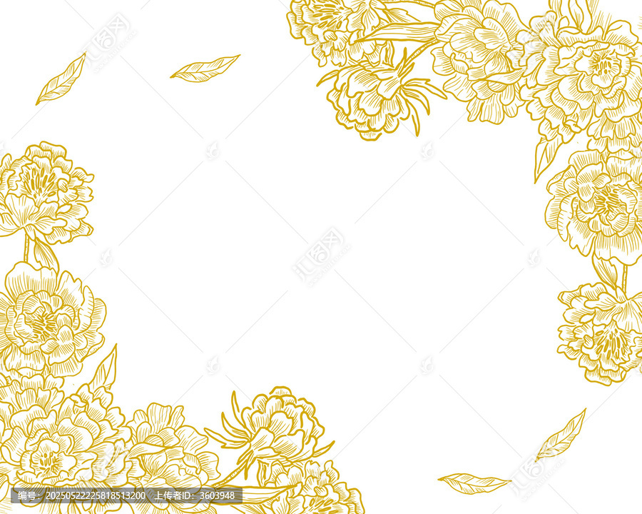 金色花卉邊框裝飾矢量圖案