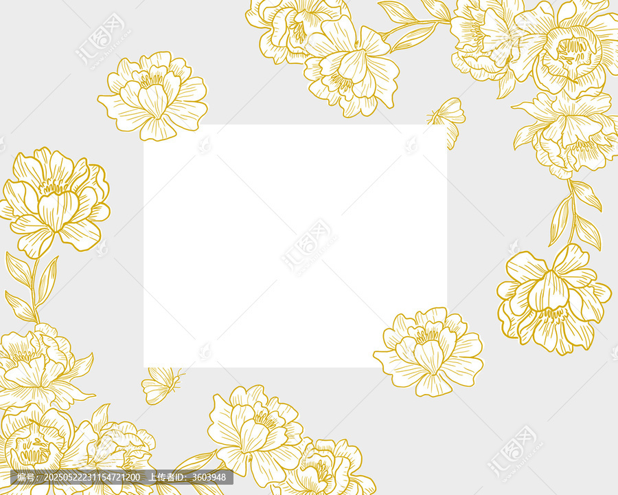 金色花卉邊框裝飾矢量圖案