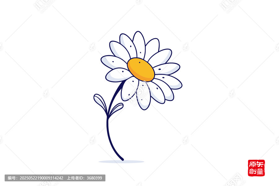 手繪簡約小雛菊插畫