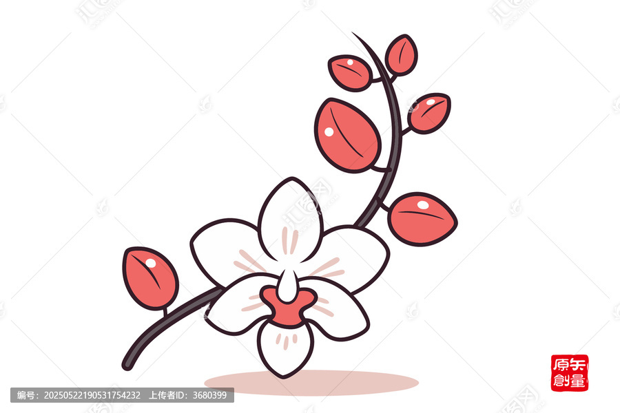 手繪可愛風蘭花插畫