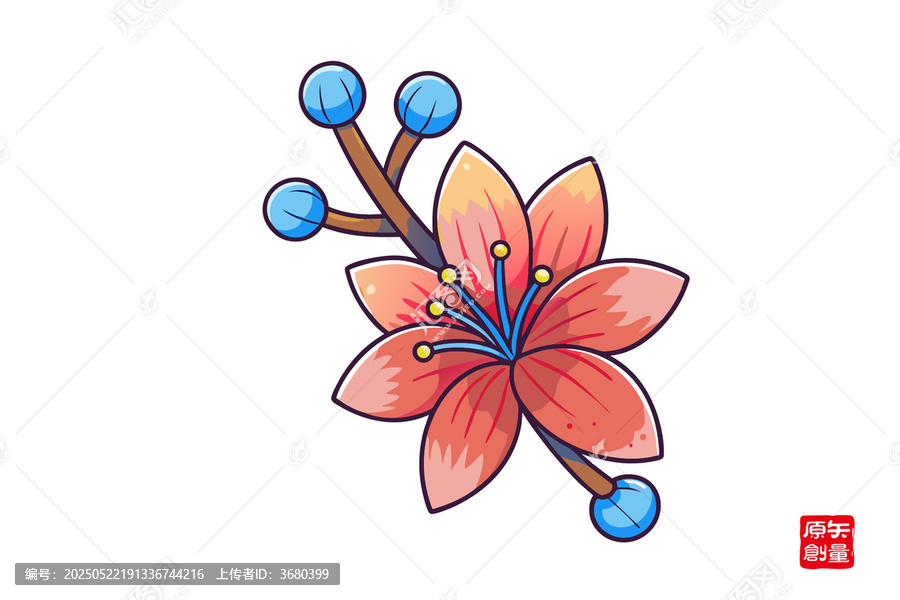 手繪卡通風(fēng)格鮮艷花朵圖案