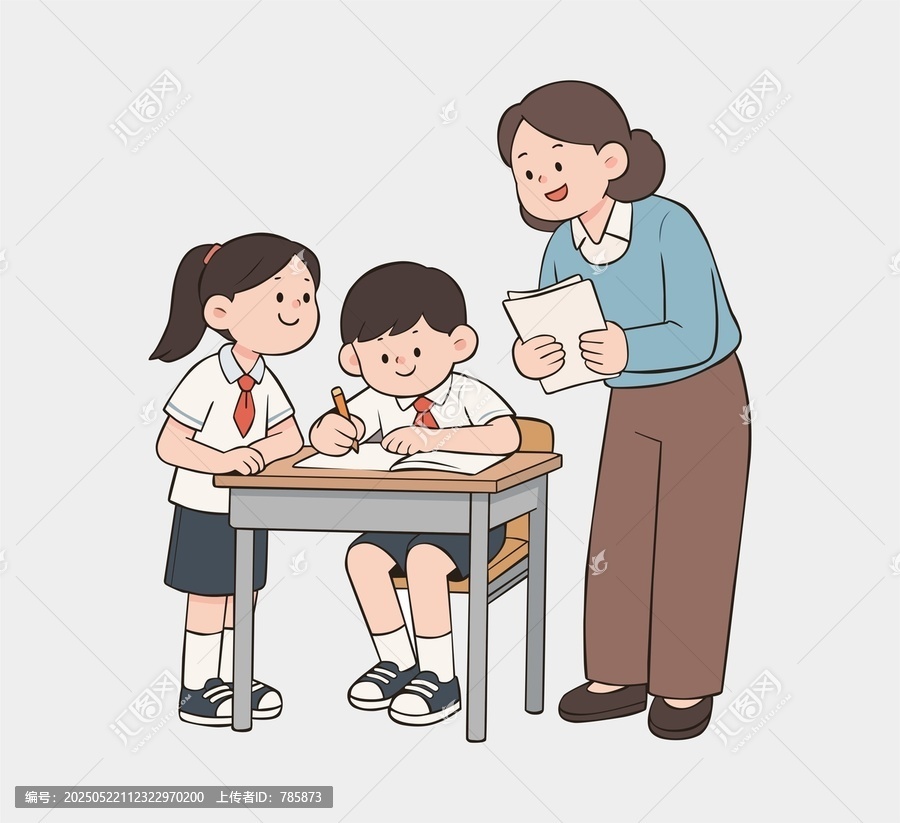 老師輔導(dǎo)學(xué)生作業(yè)