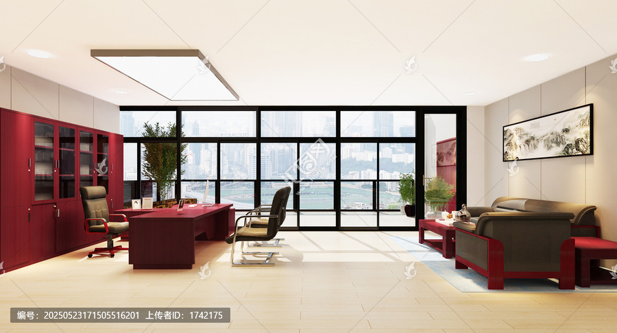 現(xiàn)代大氣的辦公室室內(nèi)場景