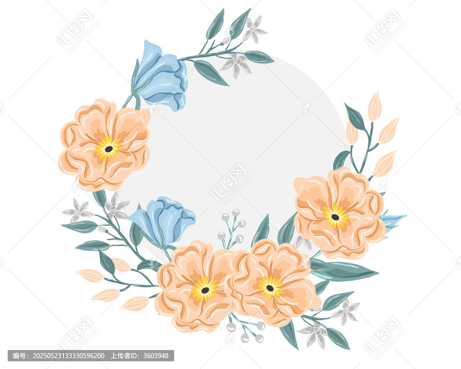 清新手繪花卉裝飾矢量花環(huán)