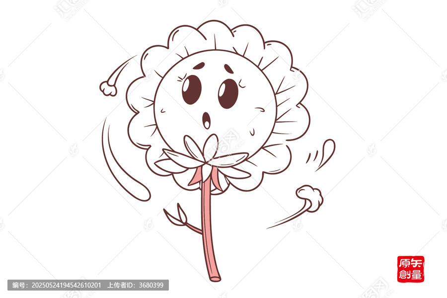 卡通小花受驚嚇表情圖浦公英