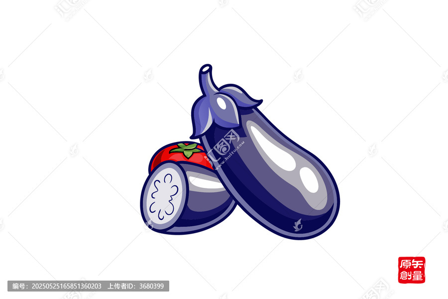 卡通茄子與番茄插畫