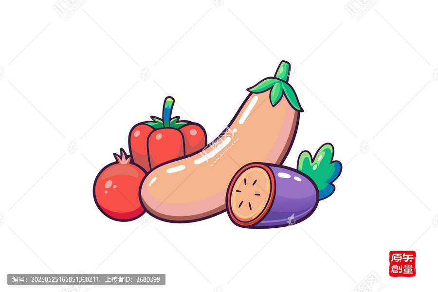 可愛卡通蔬菜水果插畫