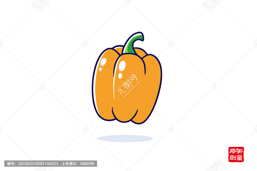 卡通風(fēng)格的橙色甜椒插畫