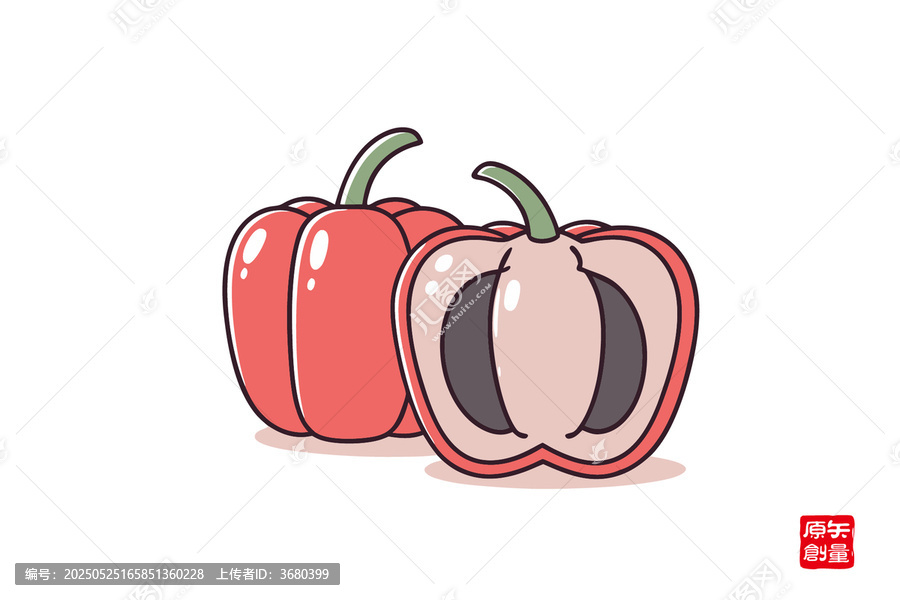 卡通風(fēng)格的紅甜椒插畫