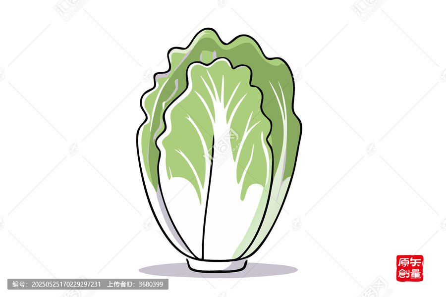 卡通形象的新鮮大白菜