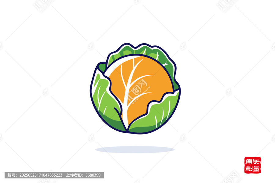 卡通風(fēng)格卷心菜矢量圖標(biāo)