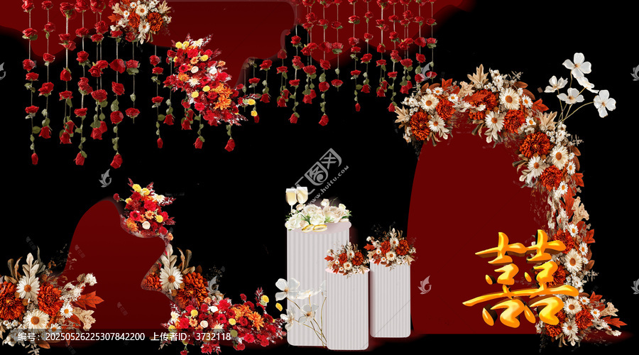 中式婚禮花卉裝飾場景
