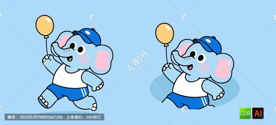 可愛(ài)小象持氣球歡快奔跑