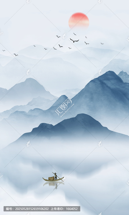 豎幅水墨山水玄關(guān)畫
