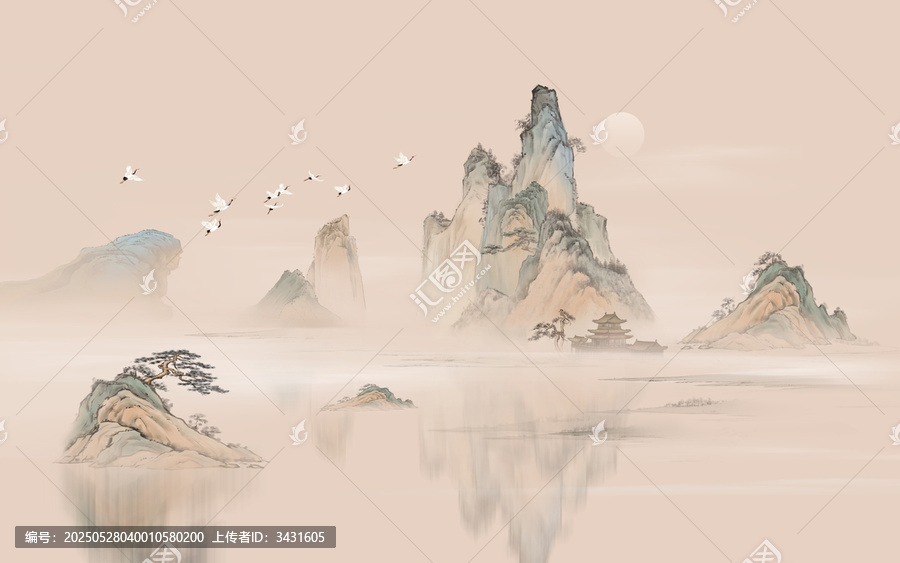 中式古典山水風(fēng)景畫