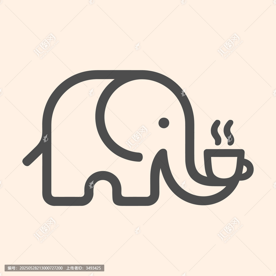 大象持杯簡約圖標(biāo)