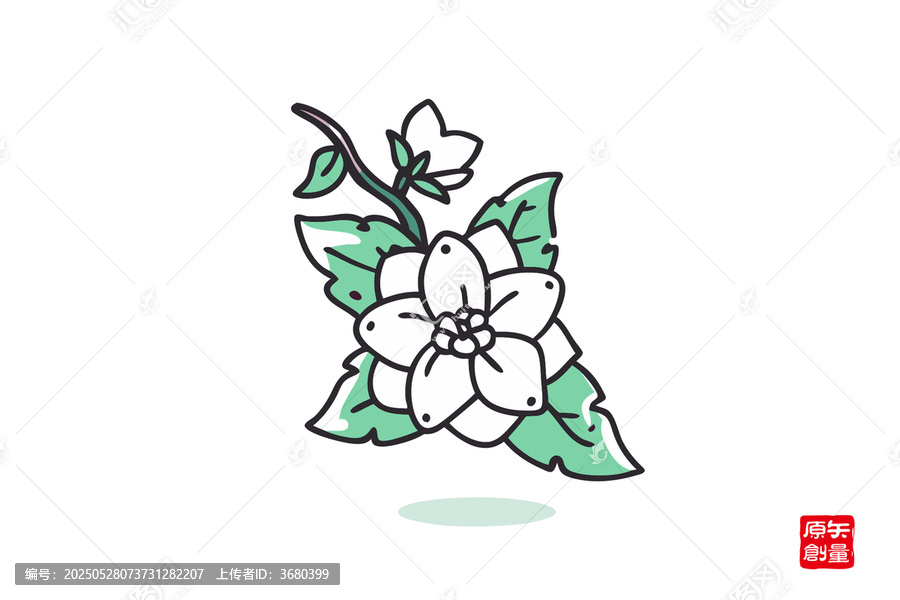 簡約手繪風(fēng)白色花卉圖案