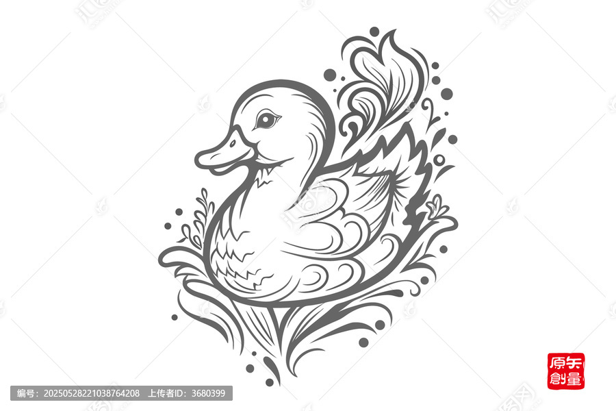 線條勾勒的優(yōu)雅鴨子圖案