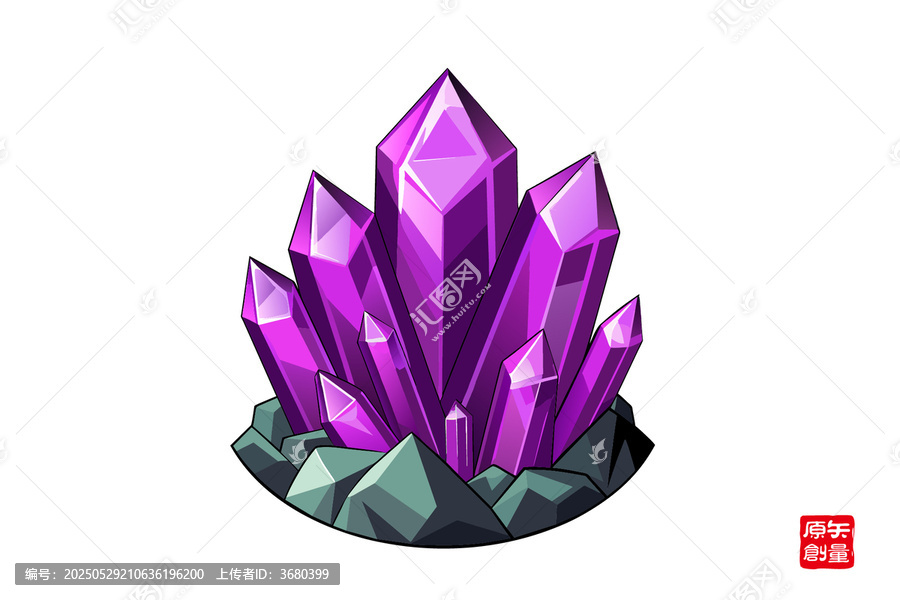紫色水晶簇插畫素材