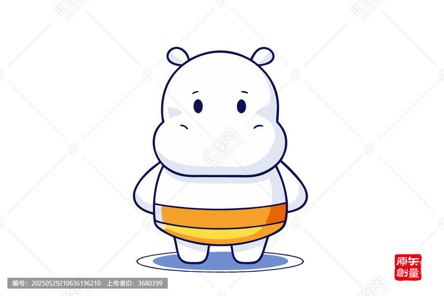 可愛(ài)卡通河馬形象插畫(huà)