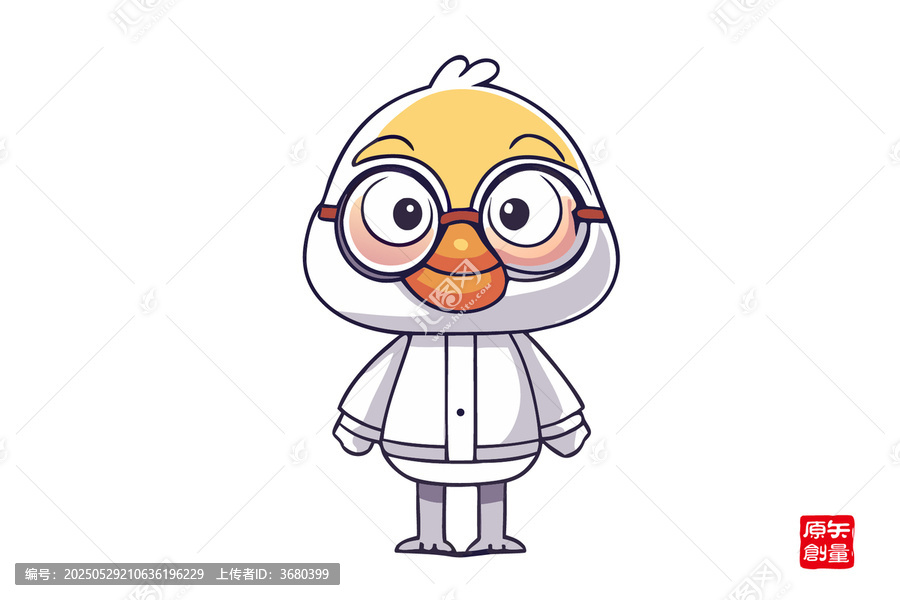 戴眼鏡的可愛小鴨卡通形象